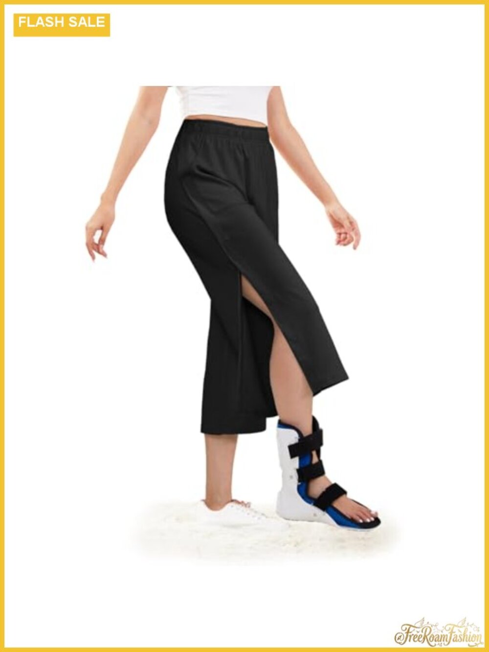 Post Surgery Tear Away Capri Pants Wide Leg Cotton Blend Recovery Adaptive